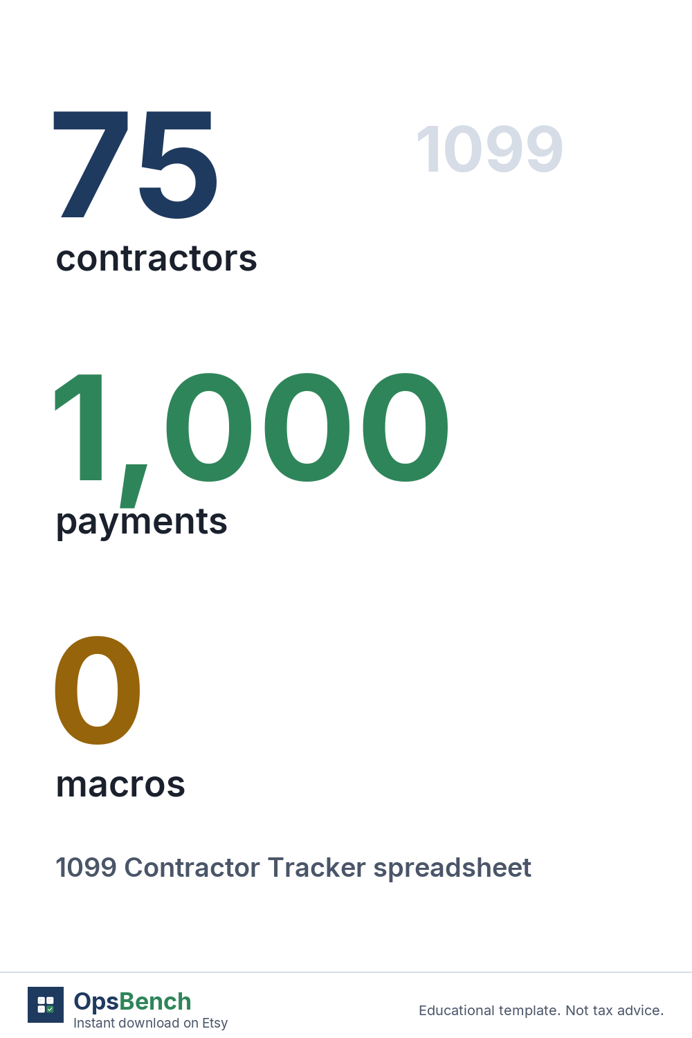 Large numbers 75 contractors, 1,000 payments and 0 macros